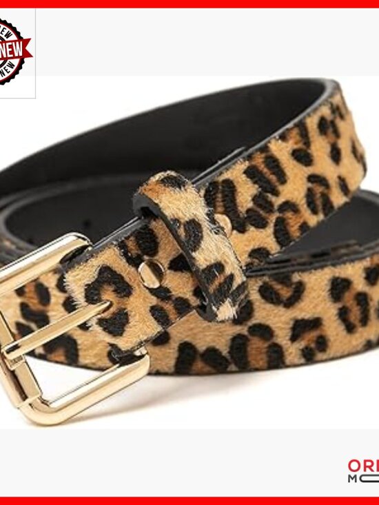 Leopard Print PU Leather Belt with Alloy Buckle, Adjustable Sizes for Pants main image 5